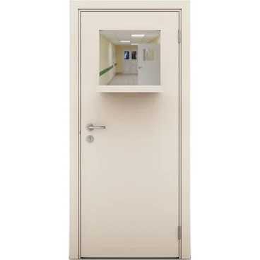 Влагостойкая дверь крем матовый с выпадающим окном