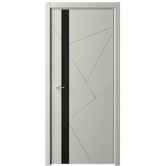 Фото межкомнатная дверь эмаль Albero Геометрия 6 серая стекло чёрное