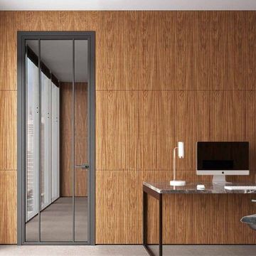 Межкомнатная алюминиевая дверь Loft-S 9 зеркало серое с защитной плёнкой