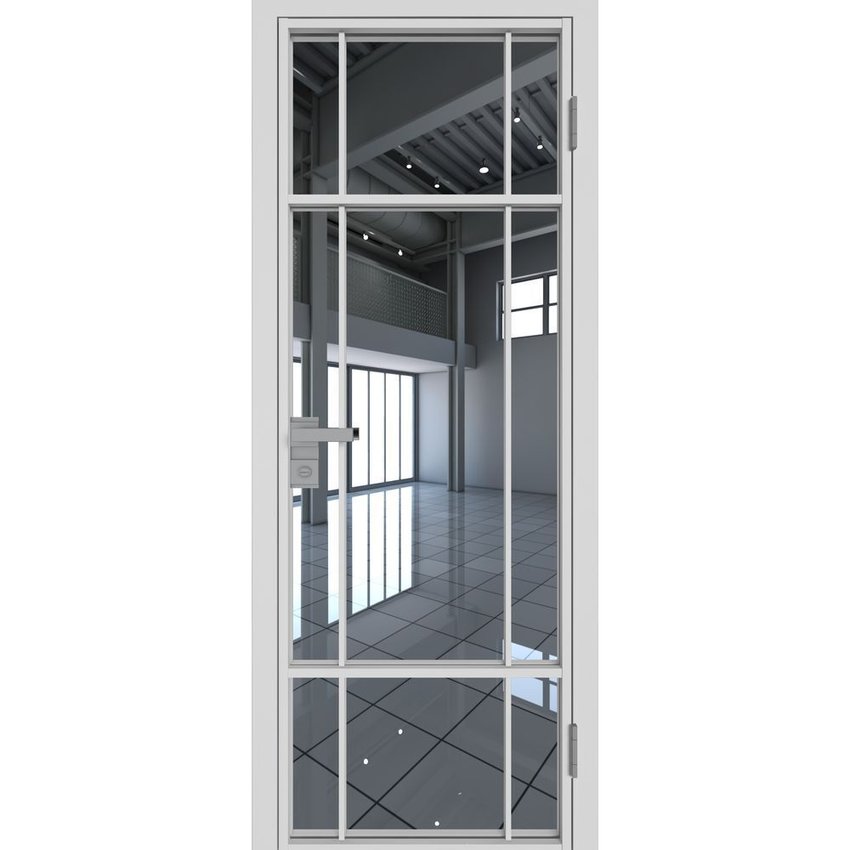 Межкомнатная алюминиевая дверь 8AG белая матовая RAL 9003 остеклённая