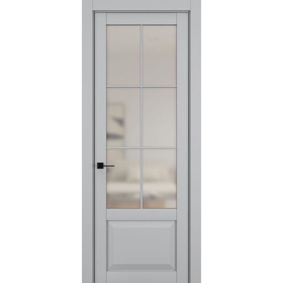 Фото межкомнатной двери керамик NC 6 шеллак серый остеклённая