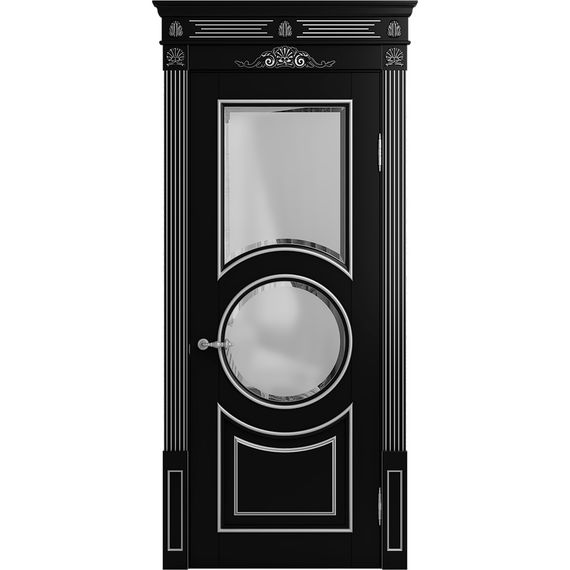 Межкомнатная дверь массив бука Viporte Лацио Амбиенте нуар патина серебро остекление 2