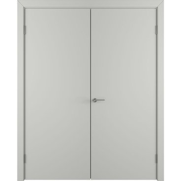Двухстворчатая распашная дверь Флэт светло-серая эмаль глухая