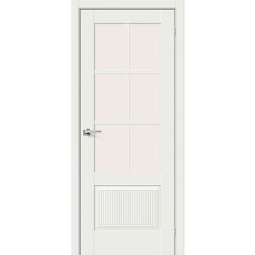 Межкомнатная дверь эмалит Прима-13.7.0.1 white matt остеклённая