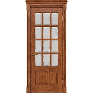 Межкомнатная дверь массив дуба Alvero Анна орех остеклённая