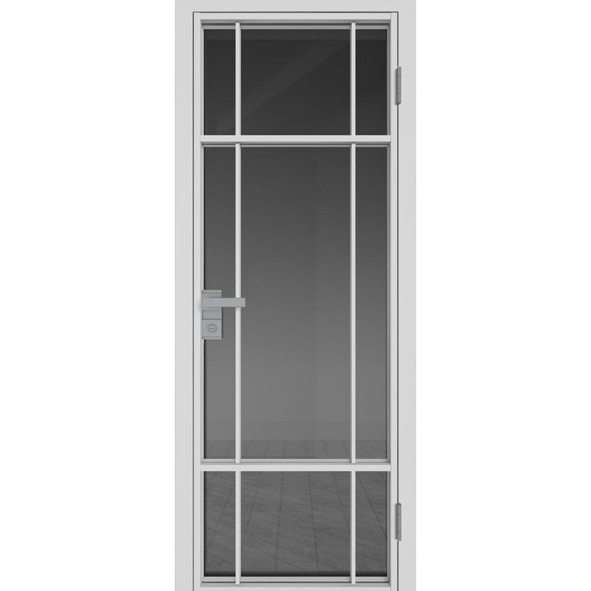 Межкомнатная алюминиевая дверь 8AG белая матовая RAL 9003 остеклённая