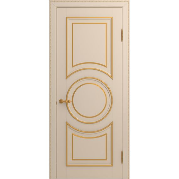 Межкомнатная дверь массив бука Viporte Лацио Амбиенте ваниль патина золото глухая