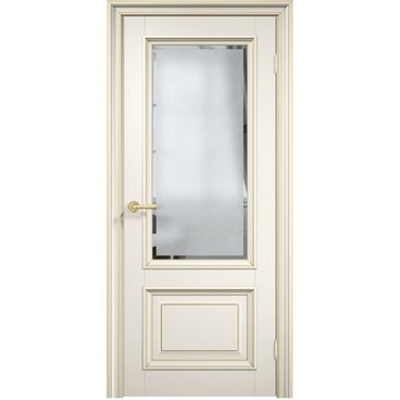 Межкомнатная дверь эмаль Дверцов Больцано 2 RAL 9010 патина золото остеклённая