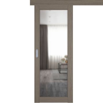 Одностворчатая дверь купе 501.2 орех с зеркалом с одной стороны