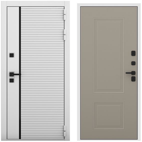 Входная дверь Пиано белый матовый панель кобальт