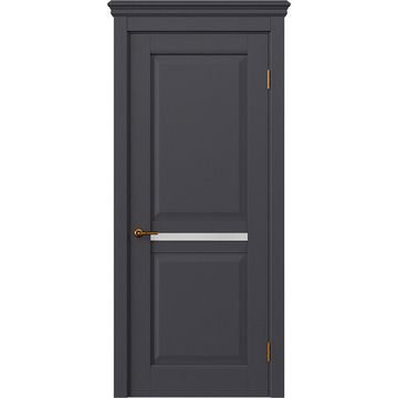 Межкомнатная дверь массив дуба селект Alvero Афина графит глухая с узкой стеклянной вставкой