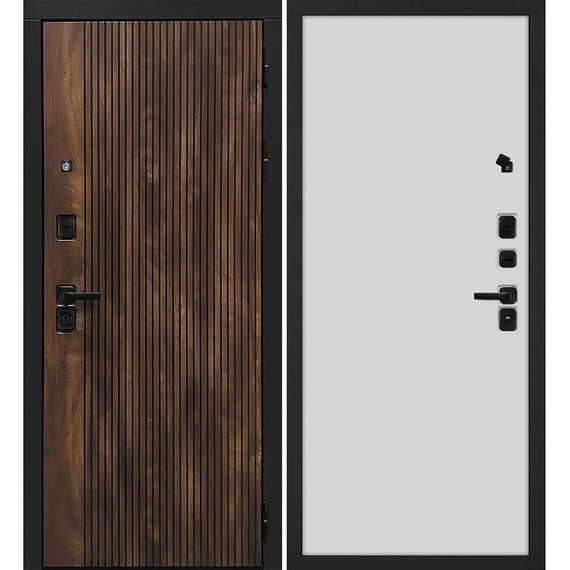 Входная дверь Лофт-1 дуб коньяк патина панель гладкая агат