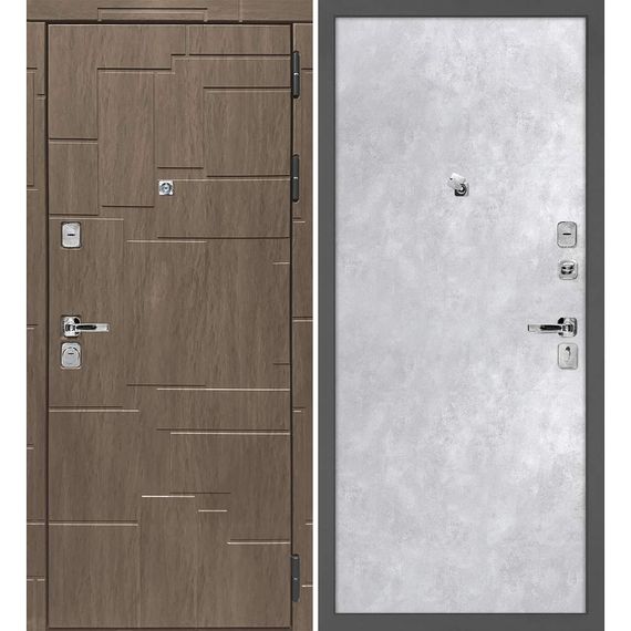 Входная дверь Домино дымчатая луна панель гладкая бетон