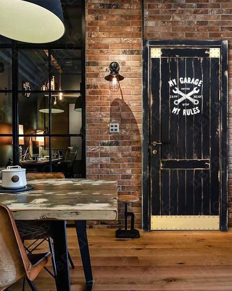 Межкомнатная дверь массив дуба Лофт Палермо RAL 9005 глухая