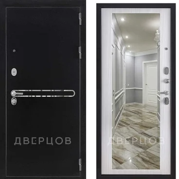 Входная дверь Президент S1Z графит с блестками антик панель S1Z сандал белый с зеркалом