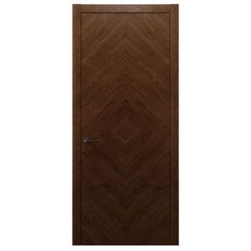 Межкомнатная дверь массив дуба Alvero Флэт-I табачный глухая