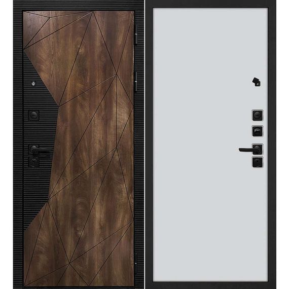 Входная дверь Лофт-2 дуб коньяк патина чёрный кварц панель гладкая агат