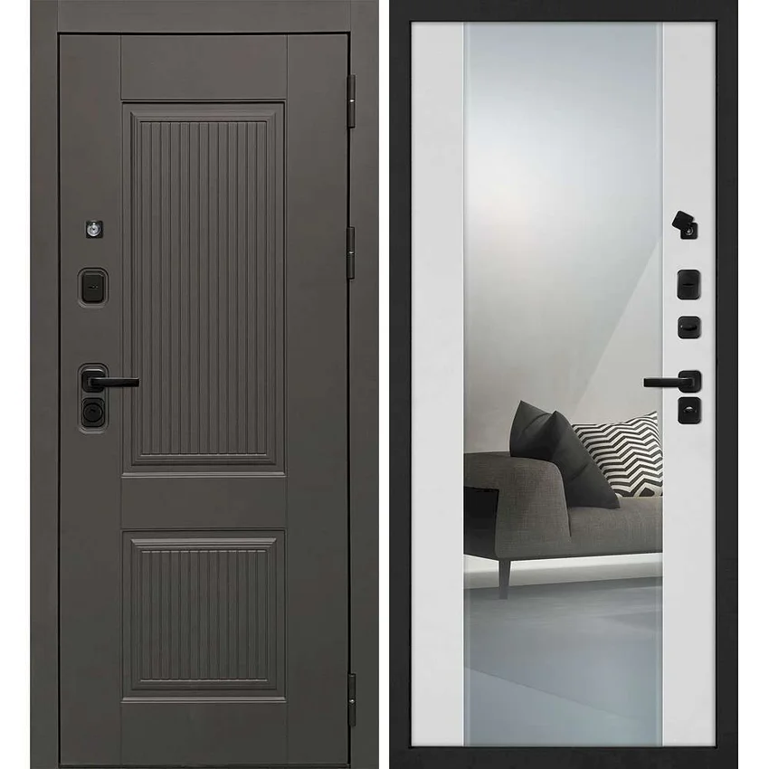 Входная дверь Линея-214 панель белоснежная зеркало