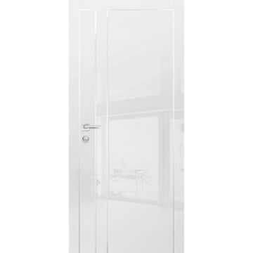 Межкомнатная дверь HGX-14 белый глянец с алюминиевой кромкой