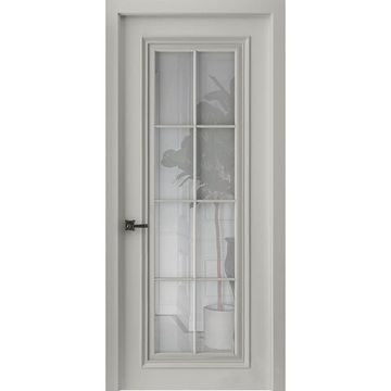 Межкомнатная дверь эмаль Бремен 14 галечный серый остеклённая