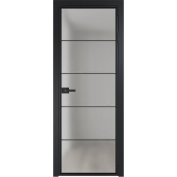 Алюминиевая межкомнатная дверь 5AX чёрная матовая RAL 9005 остеклённая
