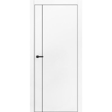 Межкомнатная дверь ПЭТ Silk-5 белая кромка ABS чёрная молдинг