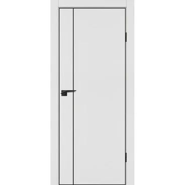 Межкомнатная белая дверь ПЭТ P-21 кромка ABS черная молдинг