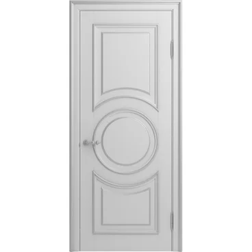 Межкомнатная дверь массив бука Лацио Амбиенте белая эмаль патина серебро глухая