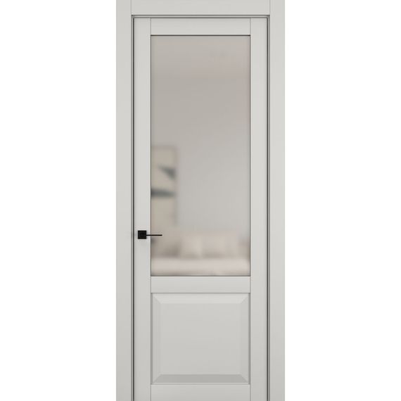 Фото межкомнатной двери керамик NC 4 слоновая кость остеклённая