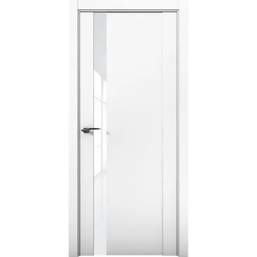 Межкомнатная дверь экошпон Кобальт 7 аляска стекло белый лакобель