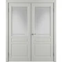 Фото двухстворчатой распашной двери Бриз светло-серая эмаль со стеклом