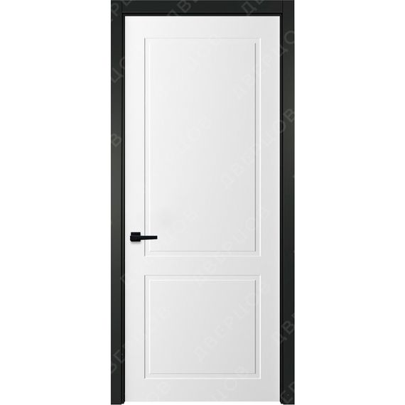 Фото белой двери Неоклассик 2 с чёрным наличником