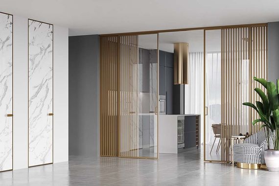 Алюминиевая стеклянная перегородка Классическая 1AG - 11AG деорэ стекло прозрачное