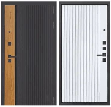 Входная дверь Страж К-14 МДФ чёрная шагрень МДФ Velluto Bianco AG 700