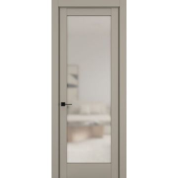 Межкомнатная дверь керамик NC 8 бежевый остеклённая