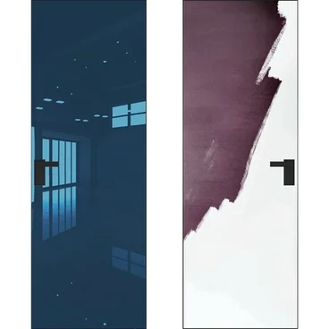 Скрытая дверь 1M кромка чёрная снаружи зеркало Blue внутри под покраску