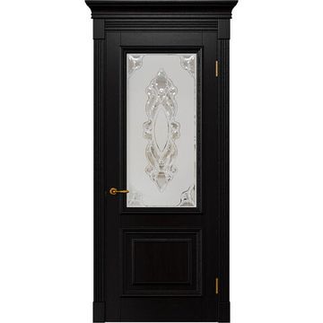 Межкомнатная дверь массив дуба Alvero Екатерина венге остеклённая