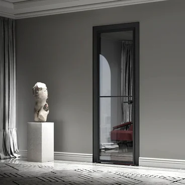 Межкомнатная алюминиевая дверь Loft-S 2 стекло прозрачное серое