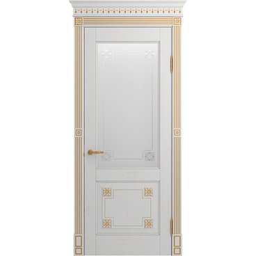 Межкомнатная дверь массив дуба Viporte Флоренция аворио патина золото остеклённая