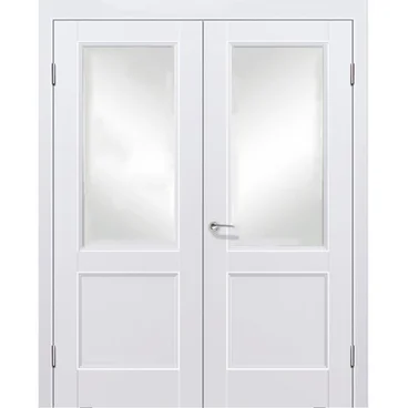 Двустворчатая распашная дверь Кобальт 33 аляска остеклённая