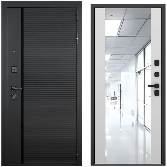 Входная дверь Пиано чёрный кварц панель зеркало Maxi манхеттен