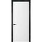 Фото межкомнатной белой двери Геометрия 1 с чёрным наличником