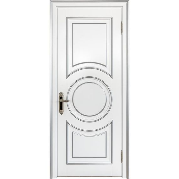 Межкомнатная дверь массив бука Лацио Амбиенте белая эмаль патина серебро глухая