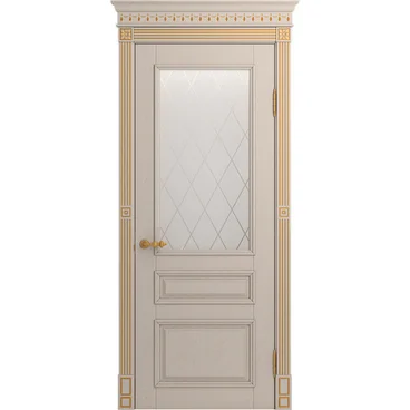 Межкомнатная дверь массив ясеня Viporte Рим прованс глянец остеклённая