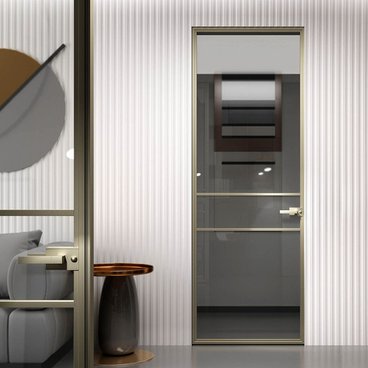 Межкомнатная алюминиевая дверь в скрытом коробе Loft-S 5 стекло бесцветное прозрачное