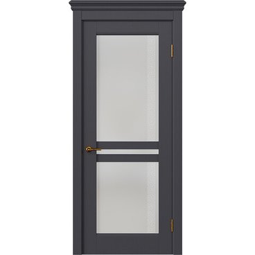 Межкомнатная дверь массив дуба селект Alvero Афина графит остеклённая
