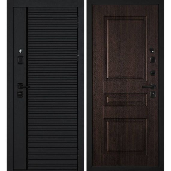 Входная дверь Галактика-173 панель фрезерованная PR-150 дуб морёный