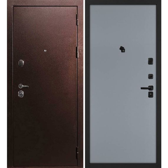 Входная дверь С-3 антик медь панель гладкая серая