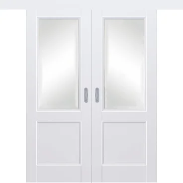 Раздвижная двустворчатая дверь Кобальт 33 магнолия остеклённая