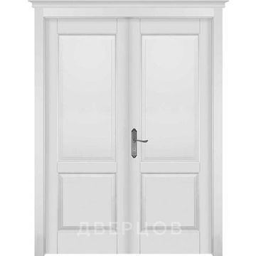 Межкомнатная дверь массив ольхи ОКА Европа белая эмаль распашная двустворчатая глухая